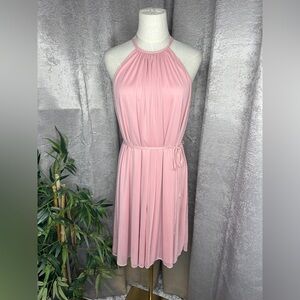 David’s Bridal High-Neck Sleeveless Chiffon Bridesmaid Dress Pink Sz 10